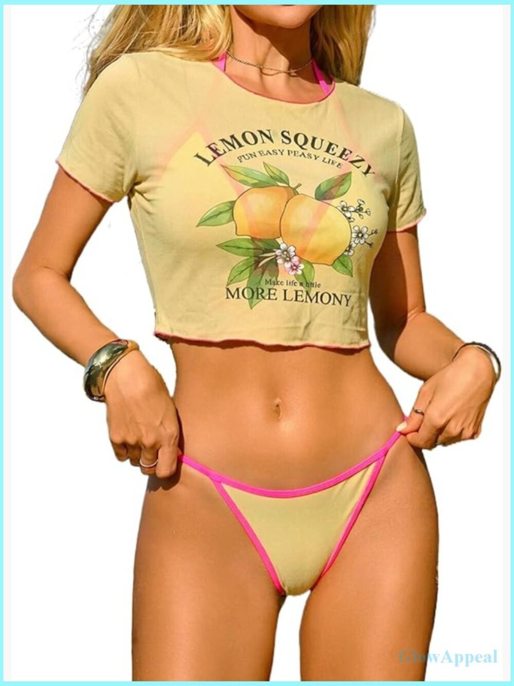 Women's 3 Piece Swimsuit Halter String Bikini Set with Mesh Cover Up